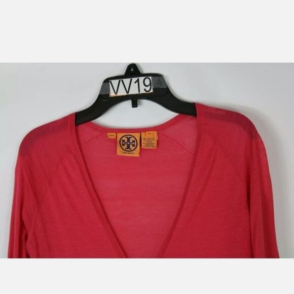TORY BURCH LIGHT WEIGHT THIN SALMON XS 3/4 SLEEVE - Picture 6 of 6